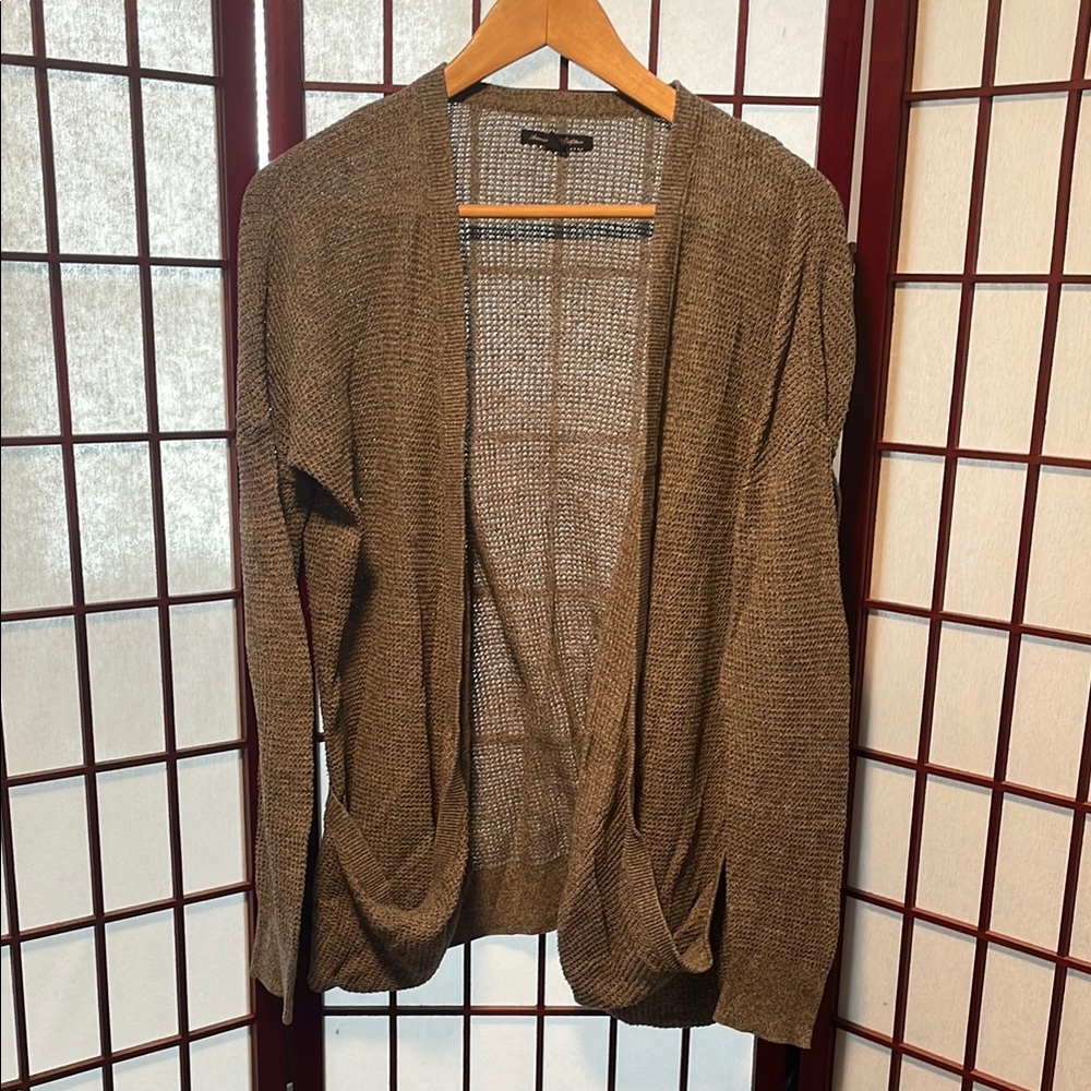 Grey Open-Front Cardigan